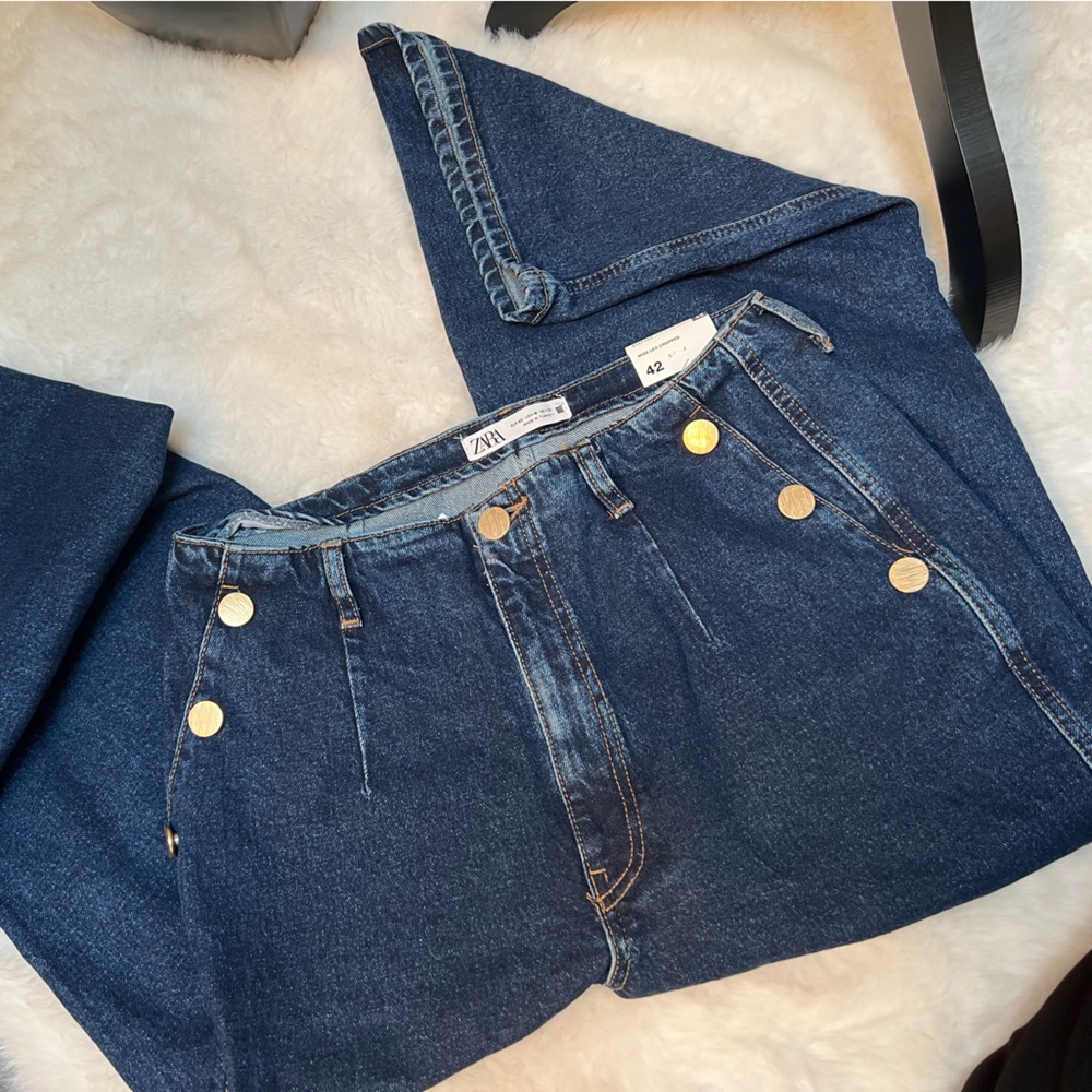 Zara metallic button pants, size M or size 10